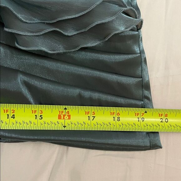 Cachet Blue-Green Dressy Faux Wrap Jacket Blouse Womens Size 12 Party - Picture 7 of 12